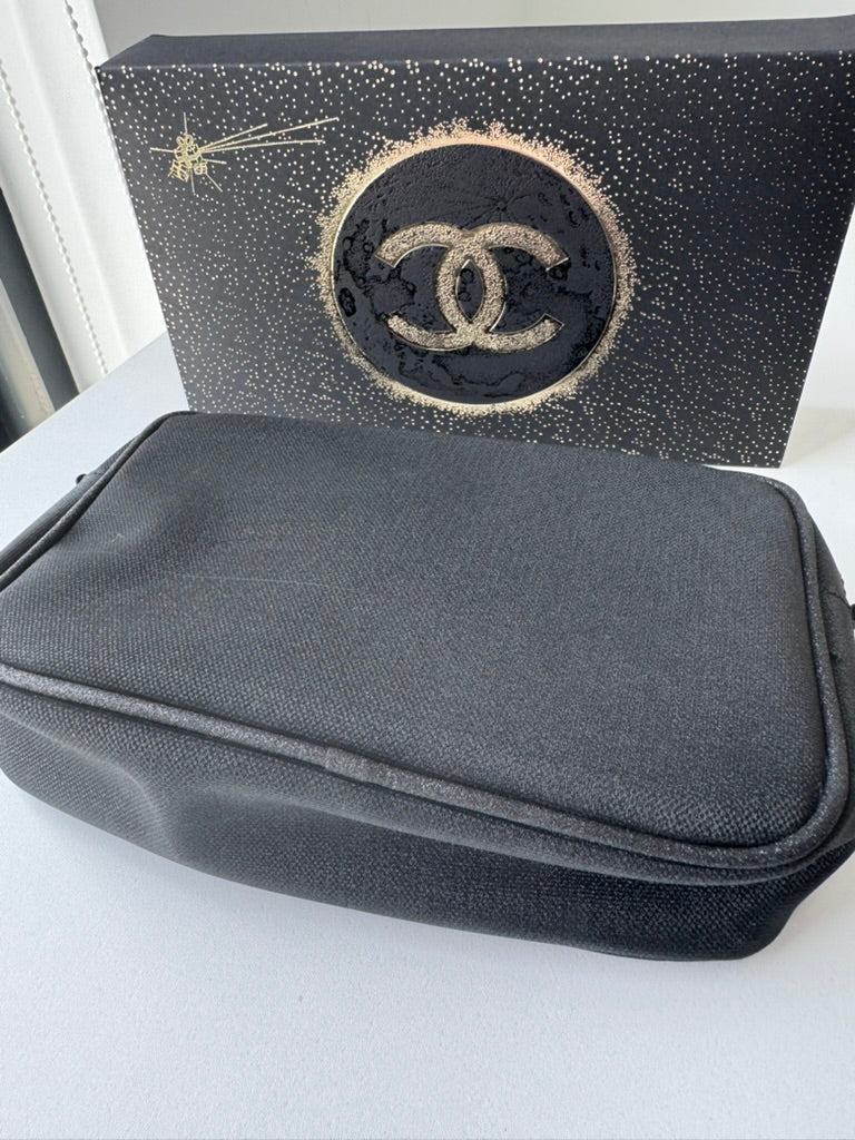 Chanel - VIP GWP Black/Gold Sparkle Pouch Toiletry Makeup Bag #1