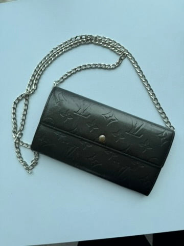 Louis Vuitton - Vernis Patent Dark Green Leather Long Wallet w/ comp. Chain