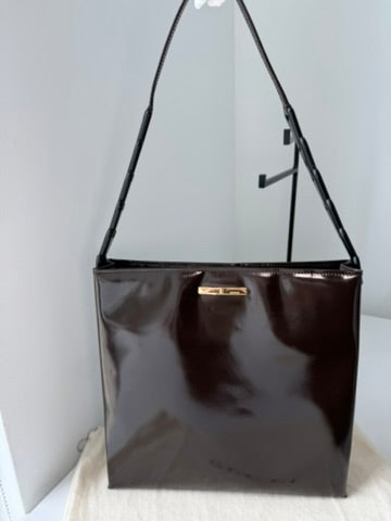 Gucci - Dark Brown Patent Leather Shoulder Bag