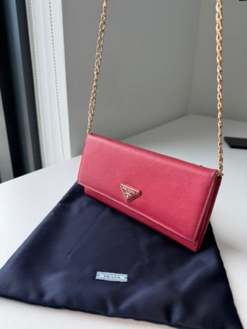Prada - Pink long wallet with chain