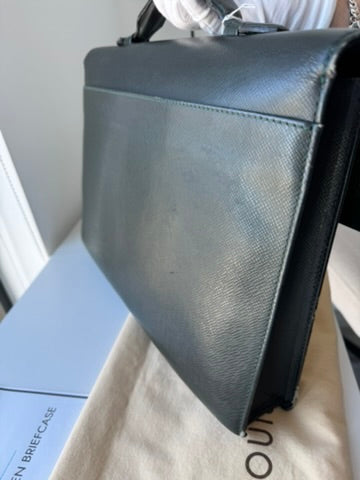 Louis Vuitton - dark green - leather briefcase