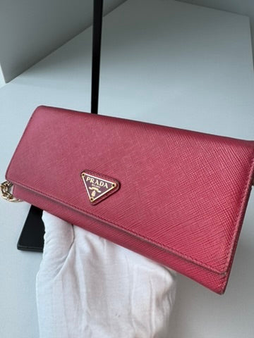 Prada - Pink long wallet with chain