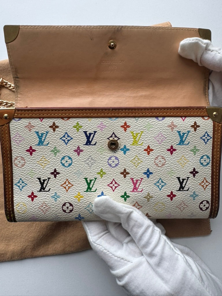 Louis Vuitton - Murakami - Leather Long wallet w/ comp, chain. COA