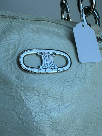 Celine - Macadam white Patent Leather Handbag (Authentication Card Included)