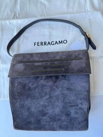 Salvatore Ferragamo - Grey Suede Leather Crossbody Bag