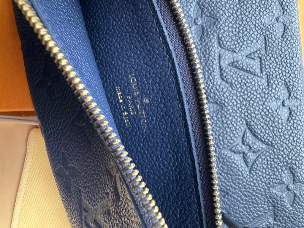 Louis Vuitton - Monogram Blue Leather - Long wallet w/ comp, chain and mini wallet - Full Set and COA