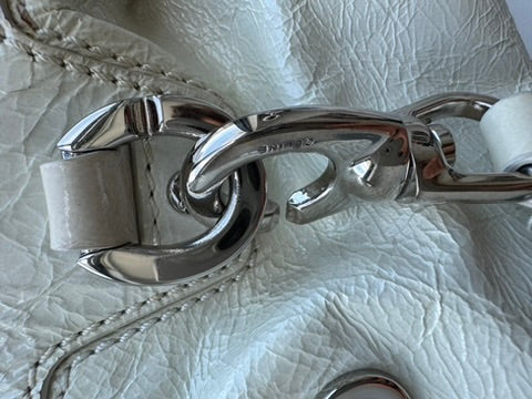 Celine - Macadam white Patent Leather Handbag (Authentication Card Included)
