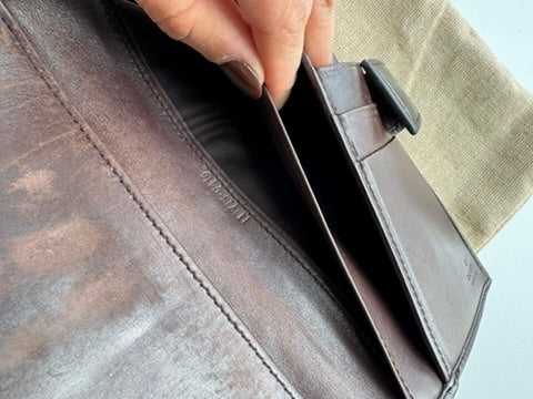 Gucci - Monogram Chocolate Leather Long Wallet w/ comp. Chain