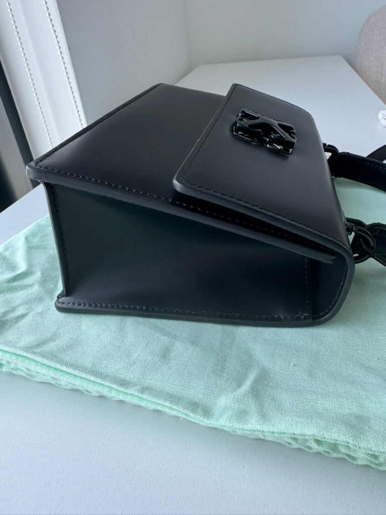 Off White - Jitney Black Leather Top Handle Bag