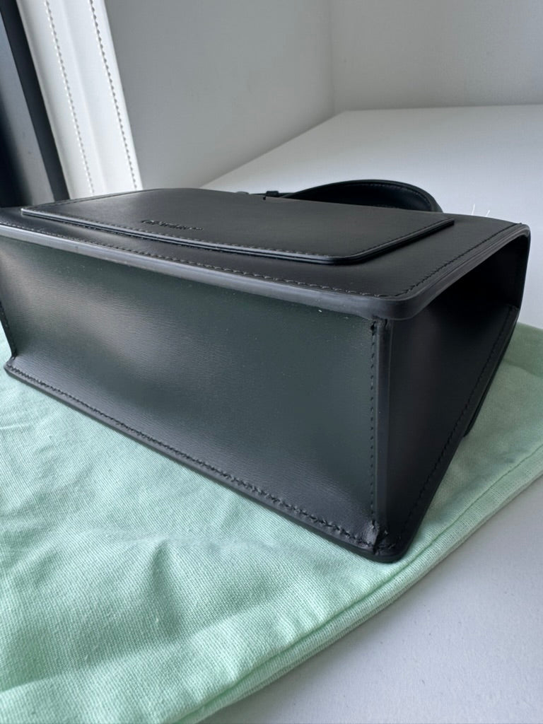Off White - Jitney Black Leather Top Handle Bag