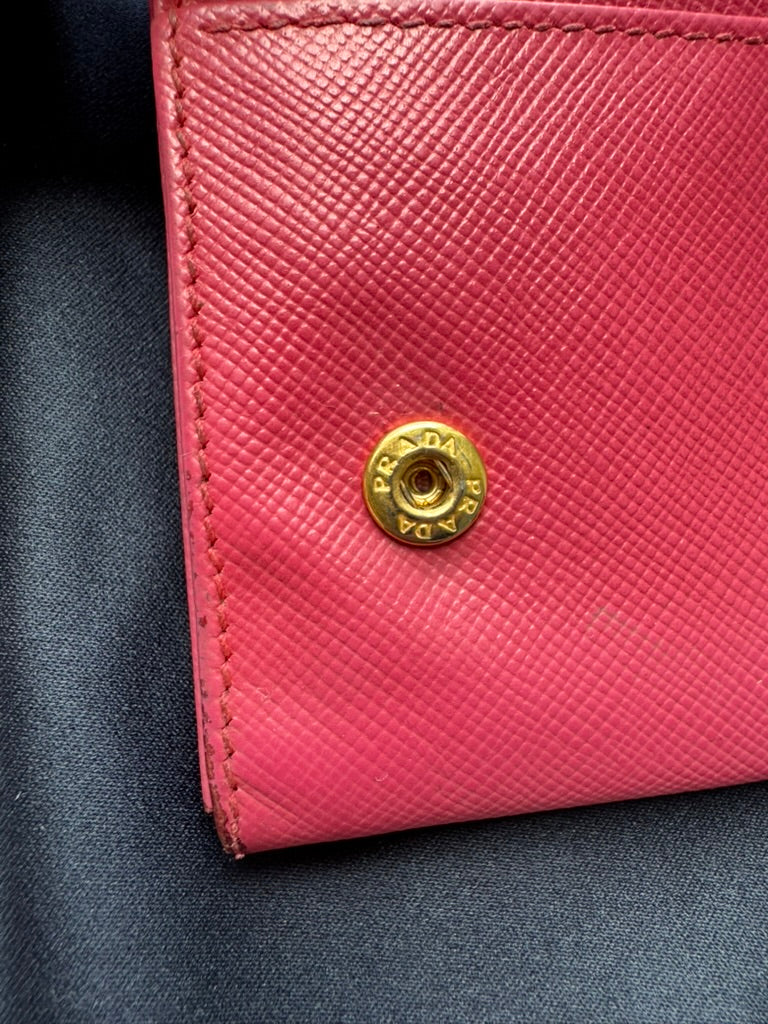 Prada - Saffiano Metal Pink Leather Long Wallet w/ comp, Chain