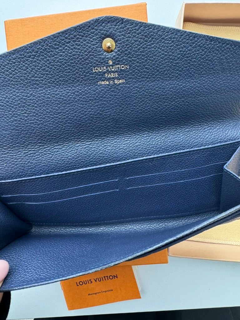 Louis Vuitton - Monogram Blue Leather - Long wallet w/ comp, chain and mini wallet - Full Set and COA