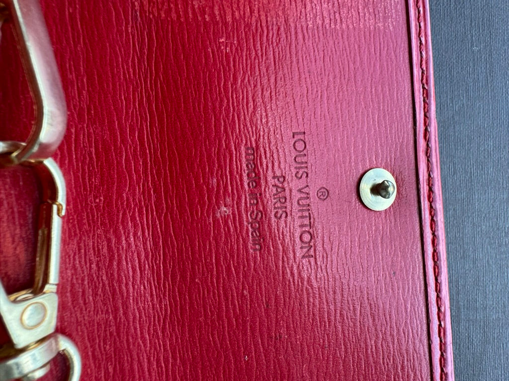 Louis Vuitton -  EPI Red Leather Trifold Long Wallet w/ comp, Chain