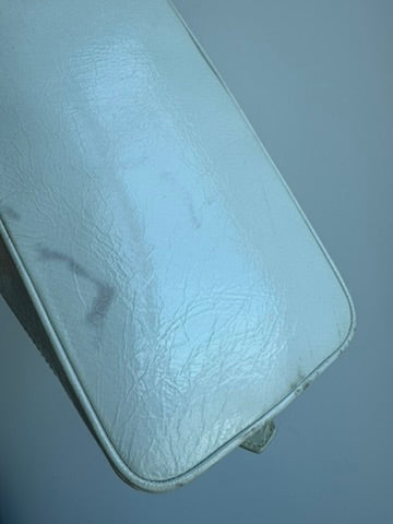 Celine - Macadam white Patent Leather Handbag (Authentication Card Included)
