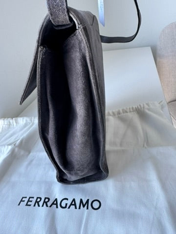 Salvatore Ferragamo - Grey Suede Leather Crossbody Bag