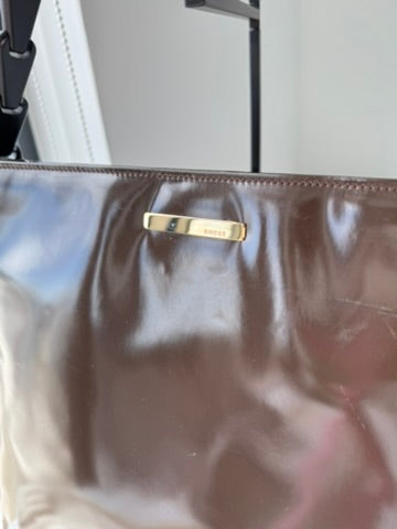 Gucci - Dark Brown Patent Leather Shoulder Bag