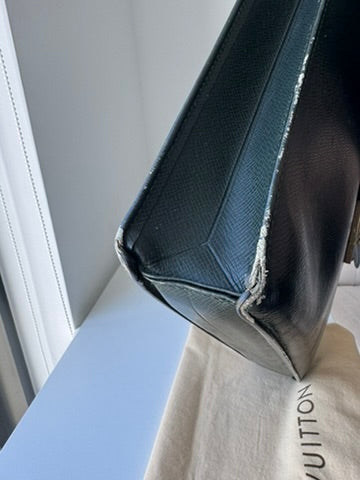 Louis Vuitton - dark green - leather briefcase