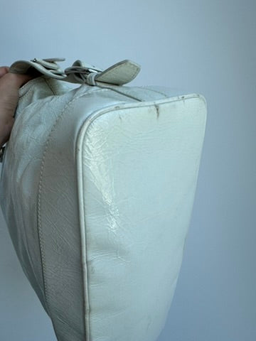 Celine - Macadam white Patent Leather Handbag (Authentication Card Included)