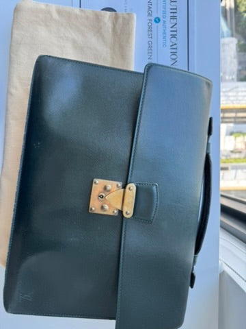Louis Vuitton - dark green - leather briefcase