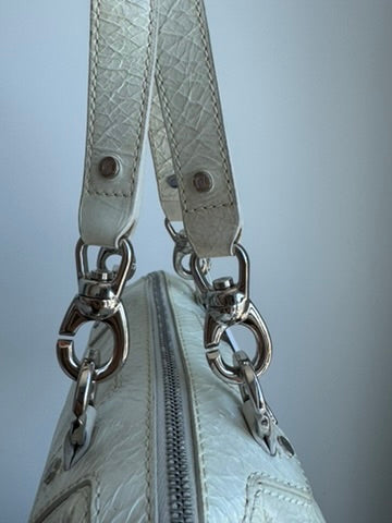 Celine - Macadam white Patent Leather Handbag (Authentication Card Included)