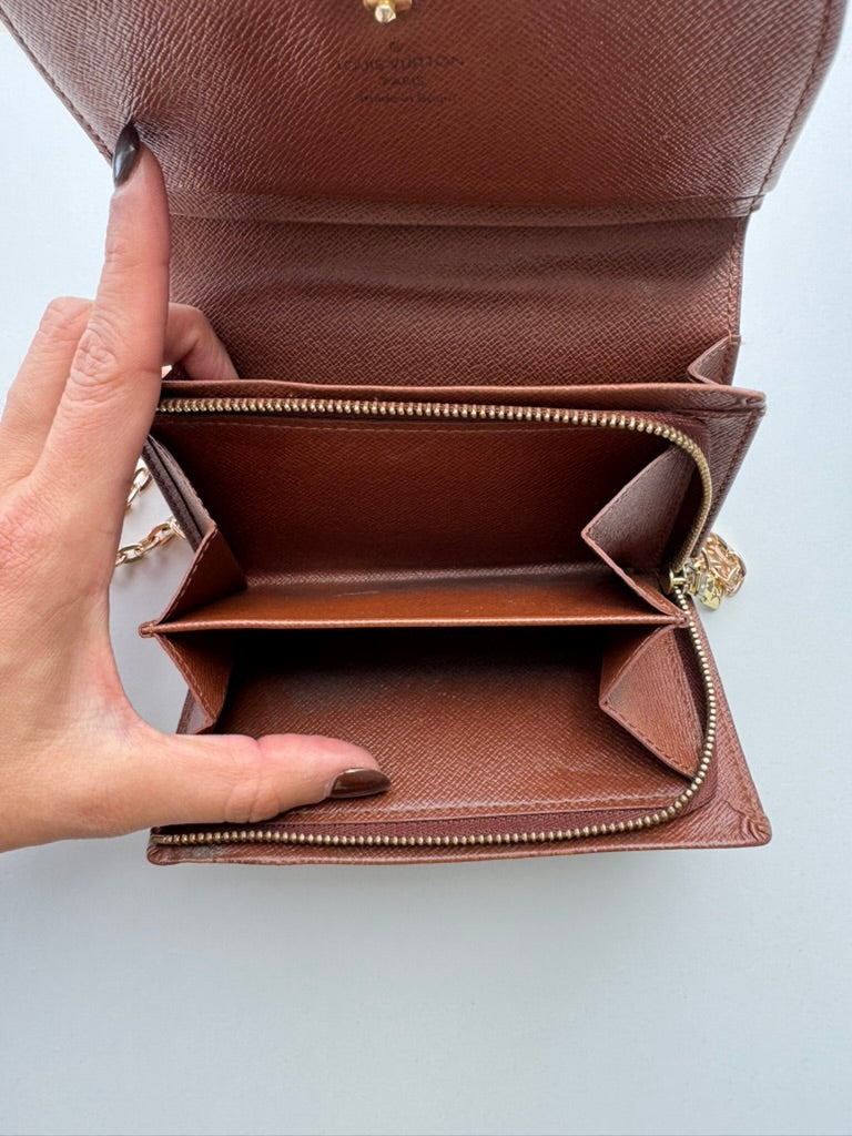 Louis Vuitton - Monogram Leather Long Wallet w/ comp, Mini Chain