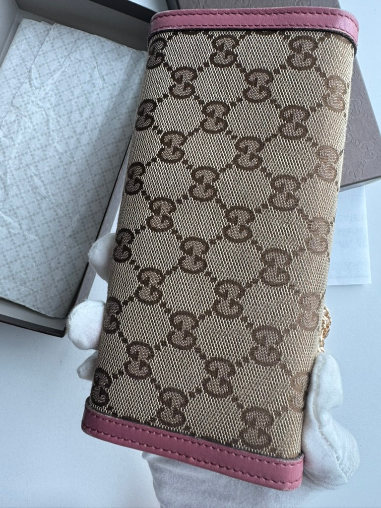 Gucci - Monogram - Pink - Long Wallet  - Nylon - w/ comp, chain. Full Set & COA