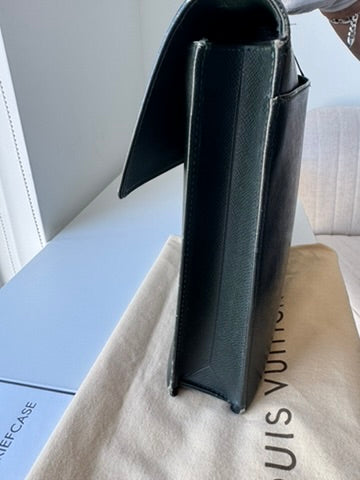 Louis Vuitton - dark green - leather briefcase