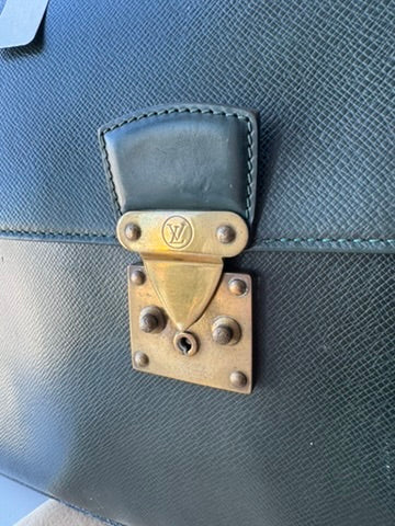 Louis Vuitton - dark green - leather briefcase