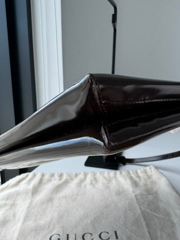 Gucci - Dark Brown Patent Leather Shoulder Bag
