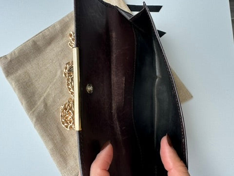 Gucci - Monogram Chocolate Leather Long Wallet w/ comp. Chain