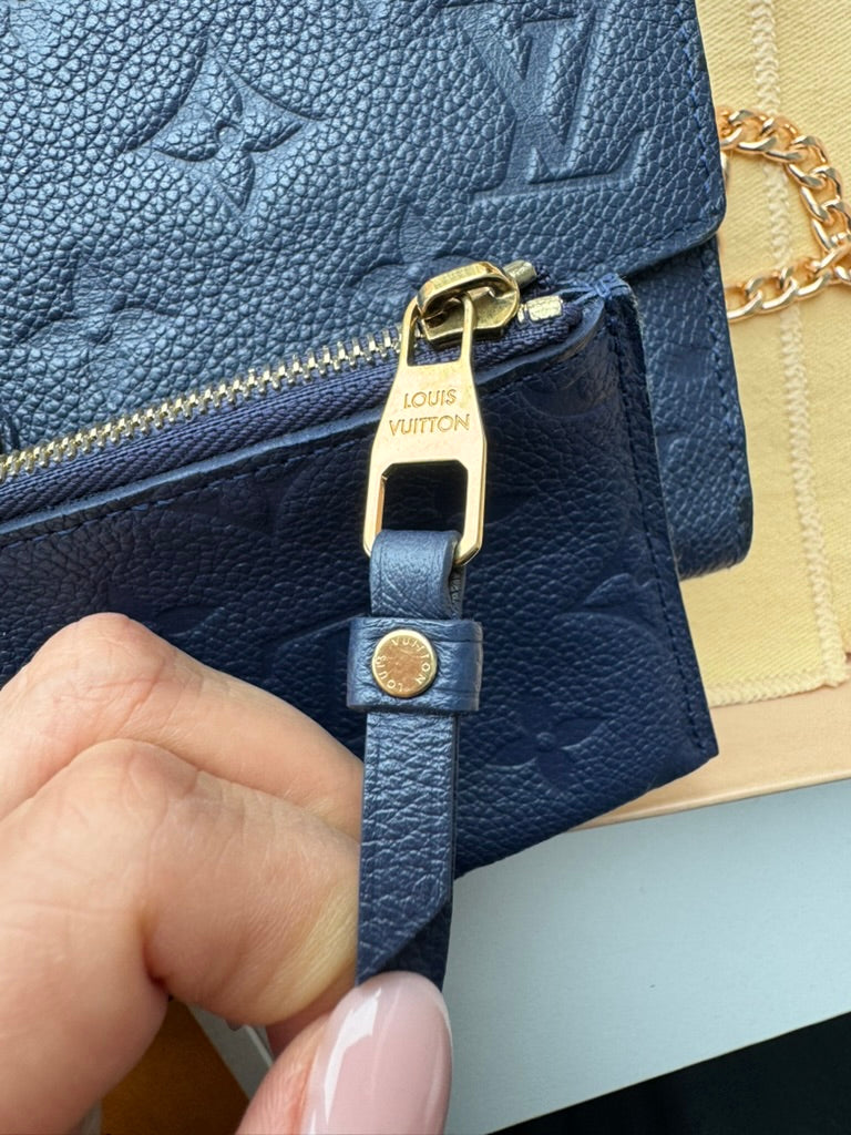 Louis Vuitton - Monogram Blue Leather - Long wallet w/ comp, chain and mini wallet - Full Set and COA