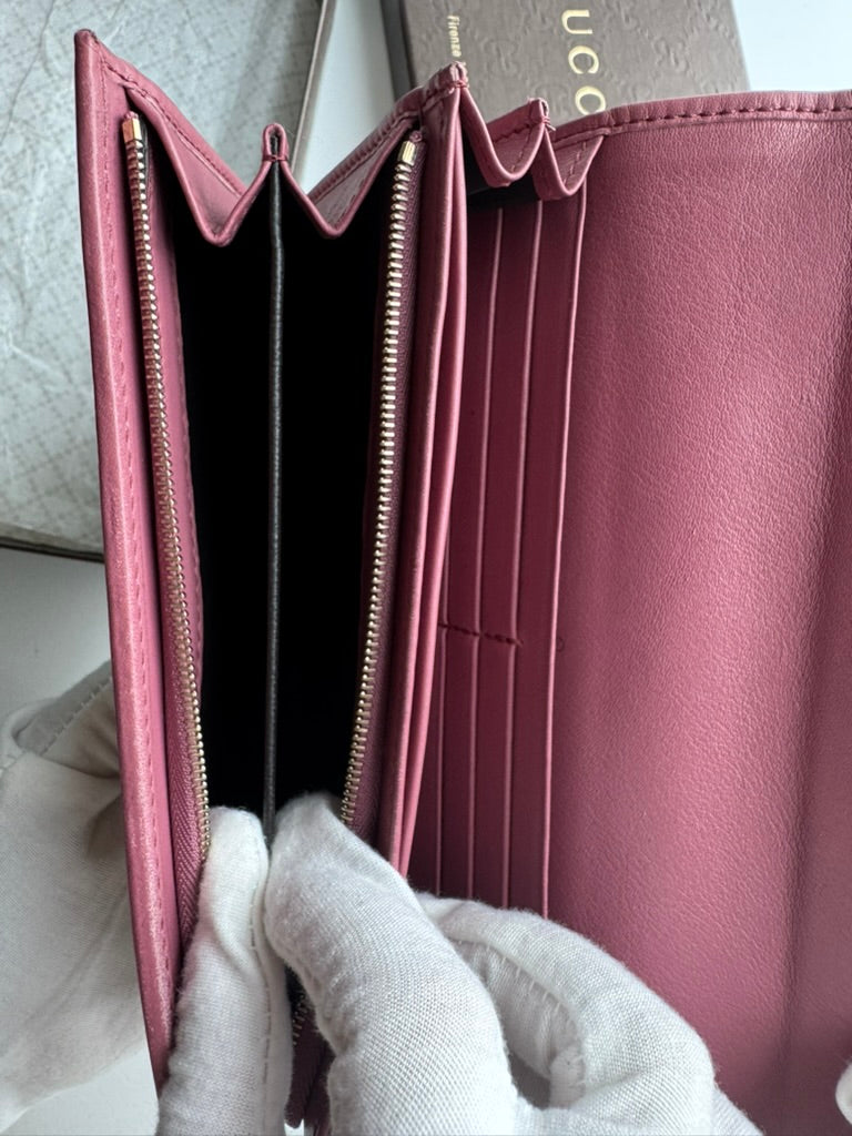 Gucci - Monogram - Pink - Long Wallet  - Nylon - w/ comp, chain. Full Set & COA