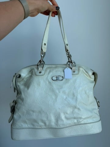 Celine - Macadam white Patent Leather Handbag (Authentication Card Included)