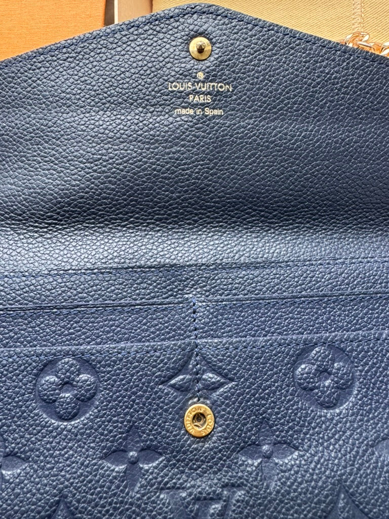 Louis Vuitton - Monogram Blue Leather - Long wallet w/ comp, chain and mini wallet - Full Set and COA
