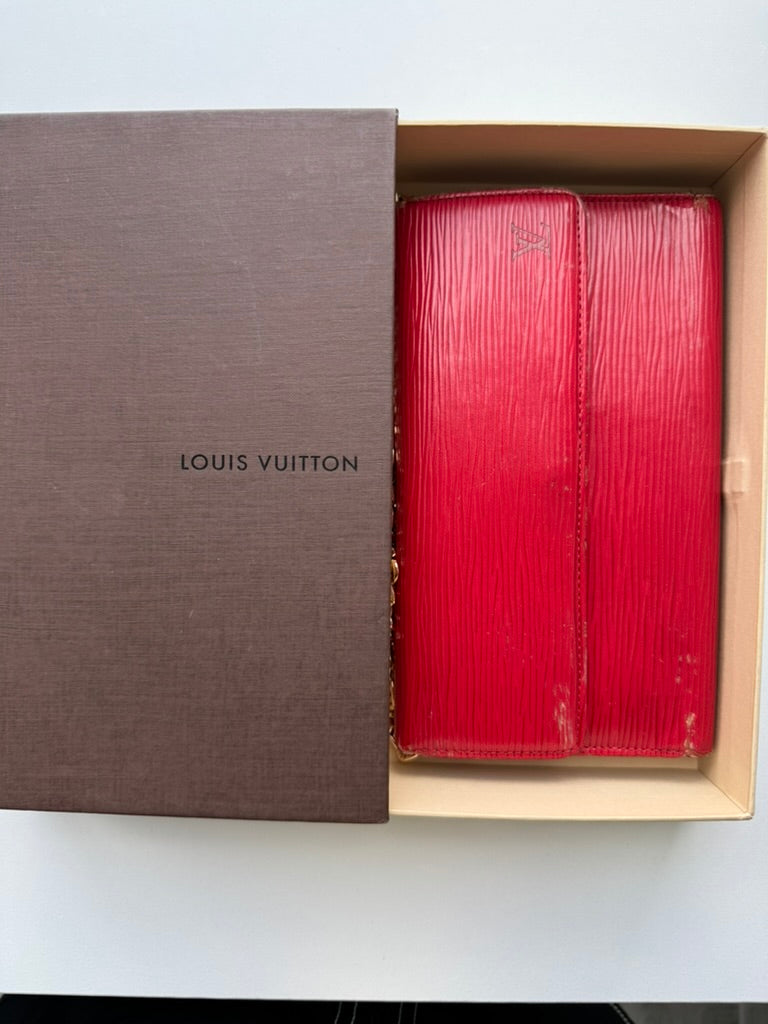 Louis Vuitton -  EPI Red Leather Trifold Long Wallet w/ comp, Chain