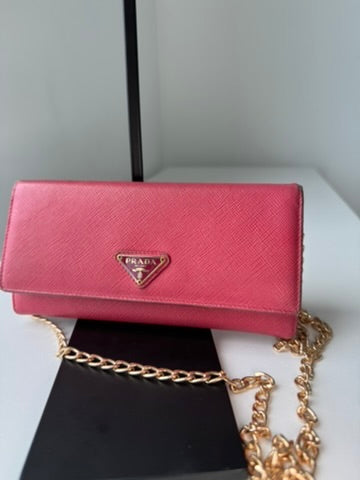 Prada - Pink long wallet with chain