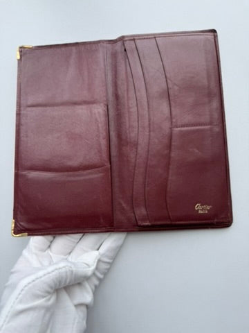 Cartier Burgundy Leather Wallet/Passport Holder