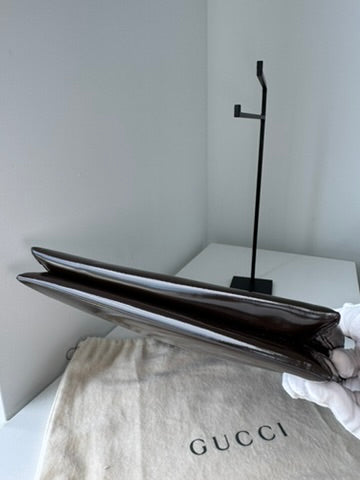 Gucci - Dark Brown Patent Leather Shoulder Bag