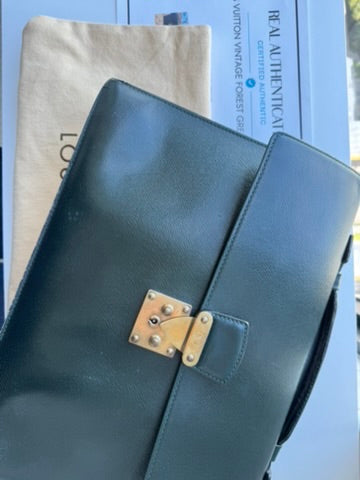 Louis Vuitton - dark green - leather briefcase