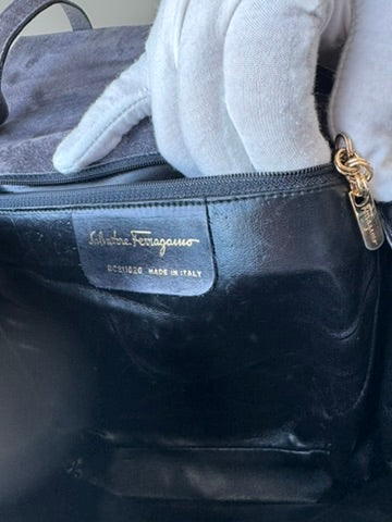Salvatore Ferragamo - Grey Suede Leather Crossbody Bag