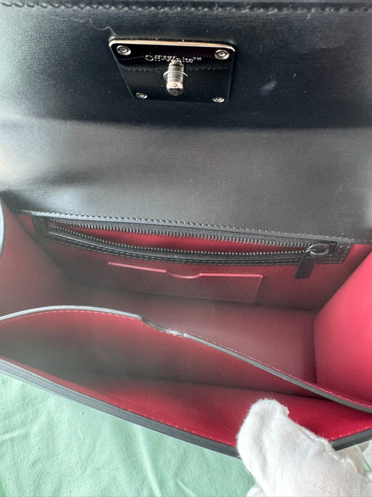 Off White - Jitney Black Leather Top Handle Bag