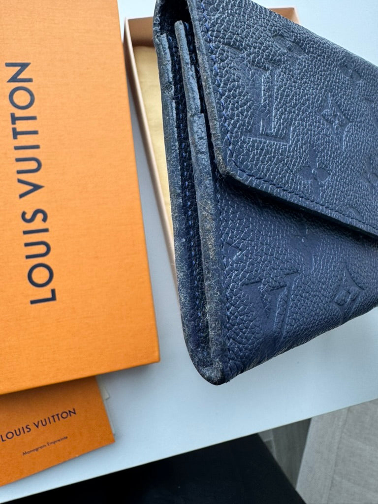 Louis Vuitton - Monogram Blue Leather - Long wallet w/ comp, chain and mini wallet - Full Set and COA
