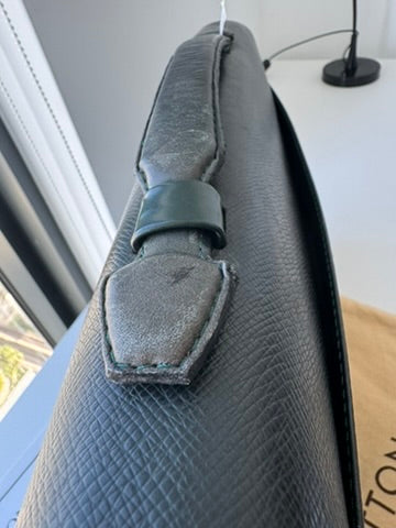 Louis Vuitton - dark green - leather briefcase