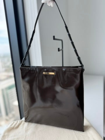 Gucci - Dark Brown Patent Leather Shoulder Bag