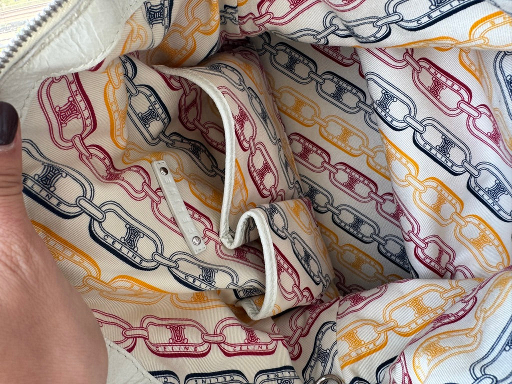 Celine - Macadam white Patent Leather Handbag (Authentication Card Included)