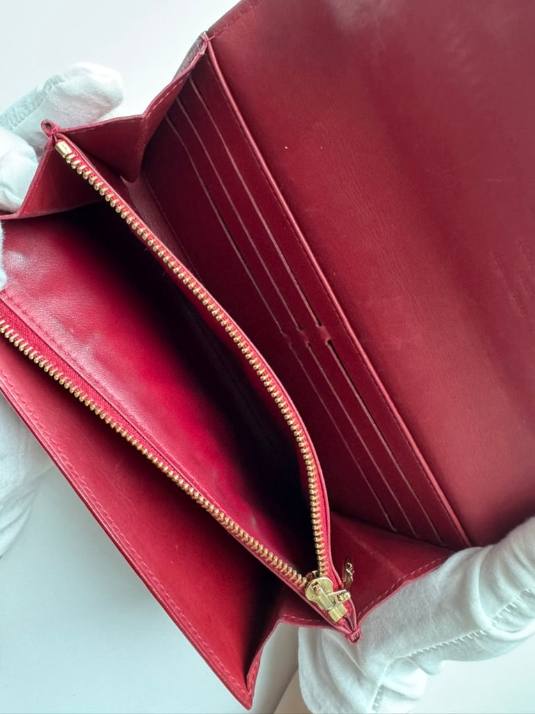 Louis Vuitton - Vernis red leather - Long wallet w/comp, chain