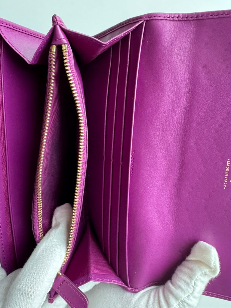 Salvatore Ferragamo - purple leather Long wallet w/comp, chain