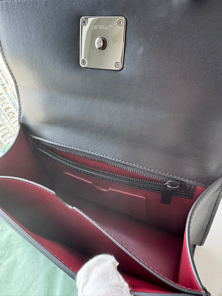 Off White - Jitney Black Leather Top Handle Bag