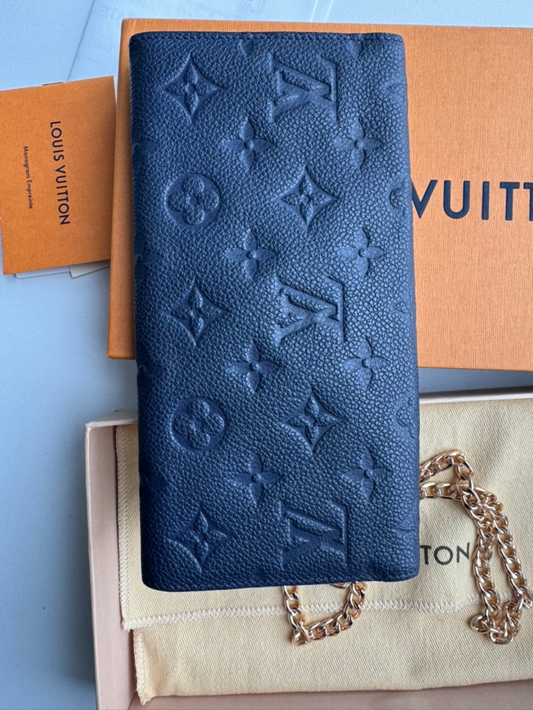 Louis Vuitton - Monogram Blue Leather - Long wallet w/ comp, chain and mini wallet - Full Set and COA