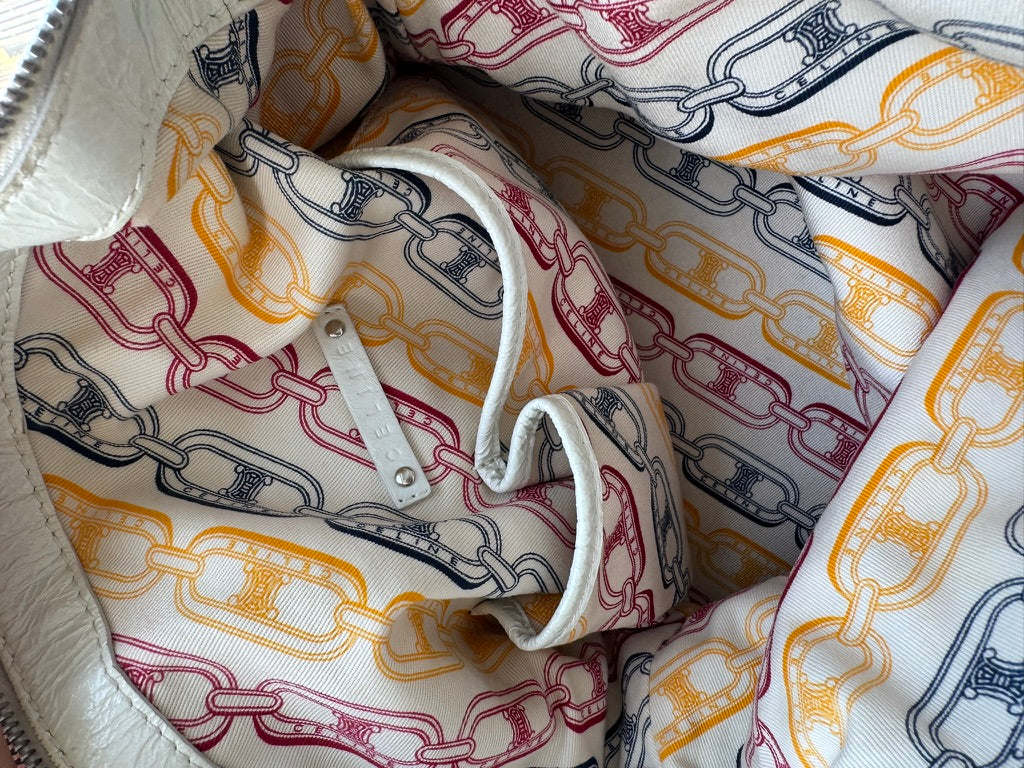 Celine - Macadam white Patent Leather Handbag (Authentication Card Included)